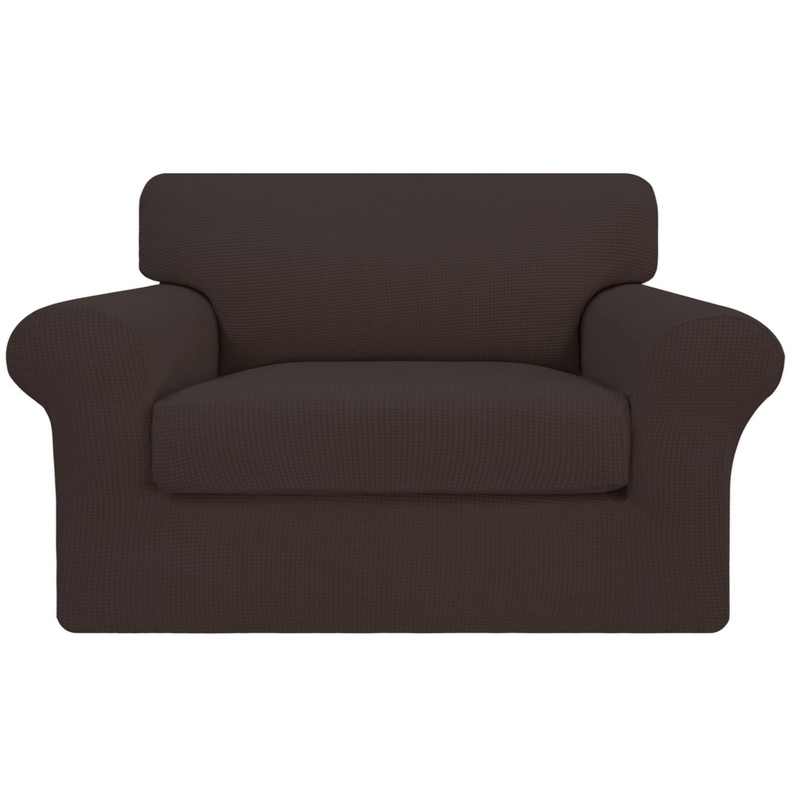 Easy-Going 2 Pieces Stretch Oversized Chair Couch Cover Sofa Cover For Dogs Sofa Slipcover For Separate Cushion Couch Jacquard Fabric Elastic Furniture Protector For Pets (Chocolate, Oversized Chair)