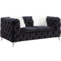 Acme Phifina Button Tufted Velvet Upholstered Loveseat with 2 Pillows in Black