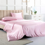 Satin Bed Sheets Queen Sheet Set, Pink Silk Sheets, 4 - Pieces Soft Bedding Set With 1 Deep Pocket Fitted Sheet,1 Flat Sheet,2 P