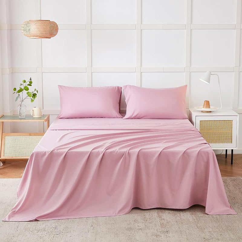 Rajasthan Crafts Bedsheet for Single Bed, Plain Colour Single Size with 1 Pillow Cover, Solid Colour Bedsheet Ultra Soft Brushed