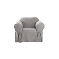 SureFit Cotton Duck Armchair Box Cushion One Piece Slipcover, Chair Cover, Relaxed Woven Fit, 100% Cotton, Machine Washable, Gra
