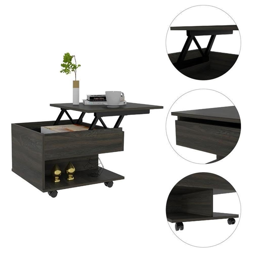 TUHOME Luanda Lift Top Coffee Table Engineered Wood Coffee Tables in Brown