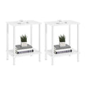 YUFAM End Table,Small Side Table,2-Tier Nightstand with Storage Shelf,Sofa Bedside Table for Small Spaces in Living Room,Bedroom, Office,Stable Frame,Easy Assembly,White