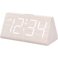 DreamSky Wooden Digital Alarm Clocks for Bedrooms - Electric Desk Clock with Large Numbers, USB Port, Loud for Heavy Sleepers, A