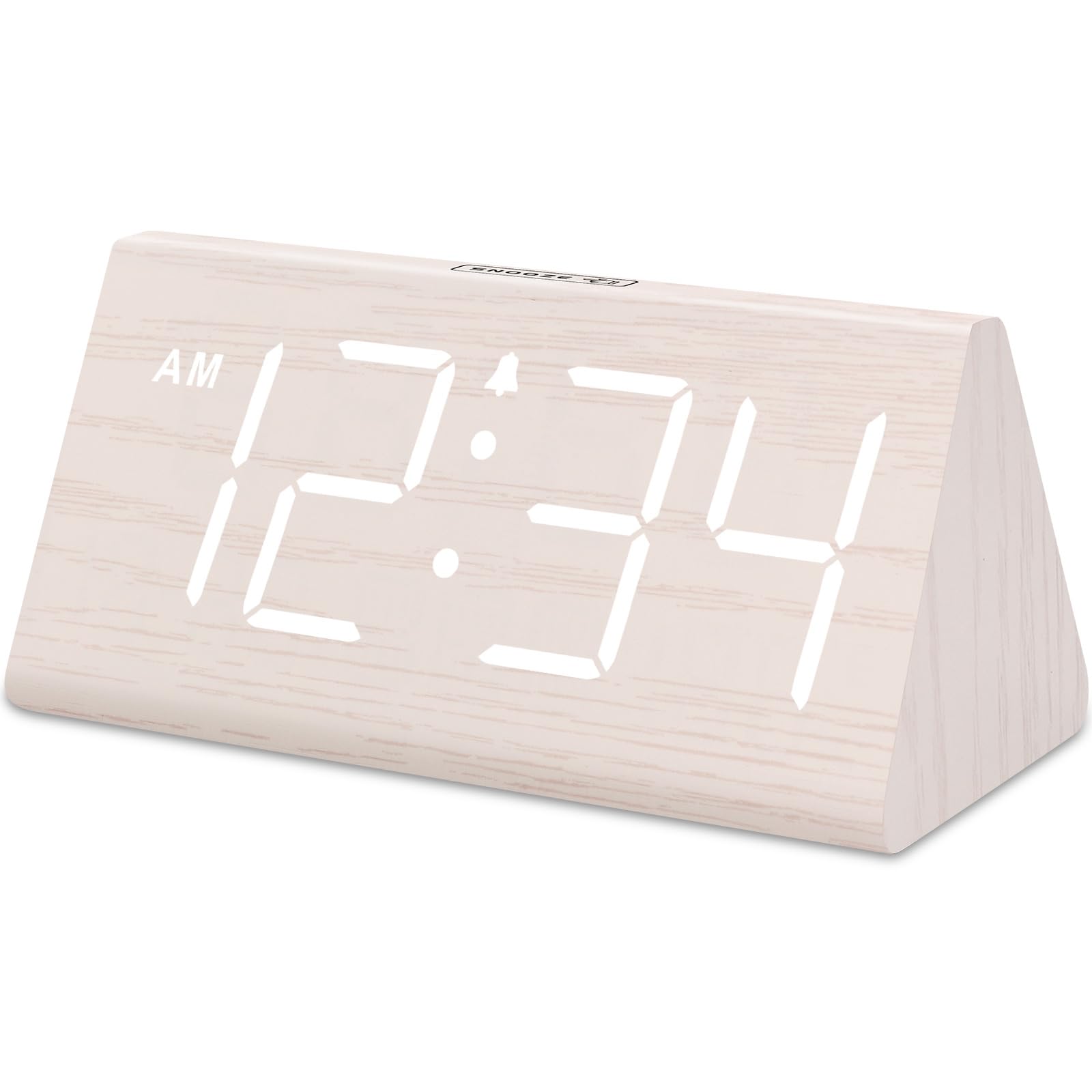 DreamSky Wooden Digital Alarm Clocks for Bedrooms - Electric Desk Clock with Large Numbers, USB Port, Loud for Heavy Sleepers, A