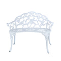 Jardin De Centennial Patio Garden Bench Metal Park Bench Cast Aluminum Outdoor Furniture With Floral Rose For Patio,Park,Lawn,Yard (White)