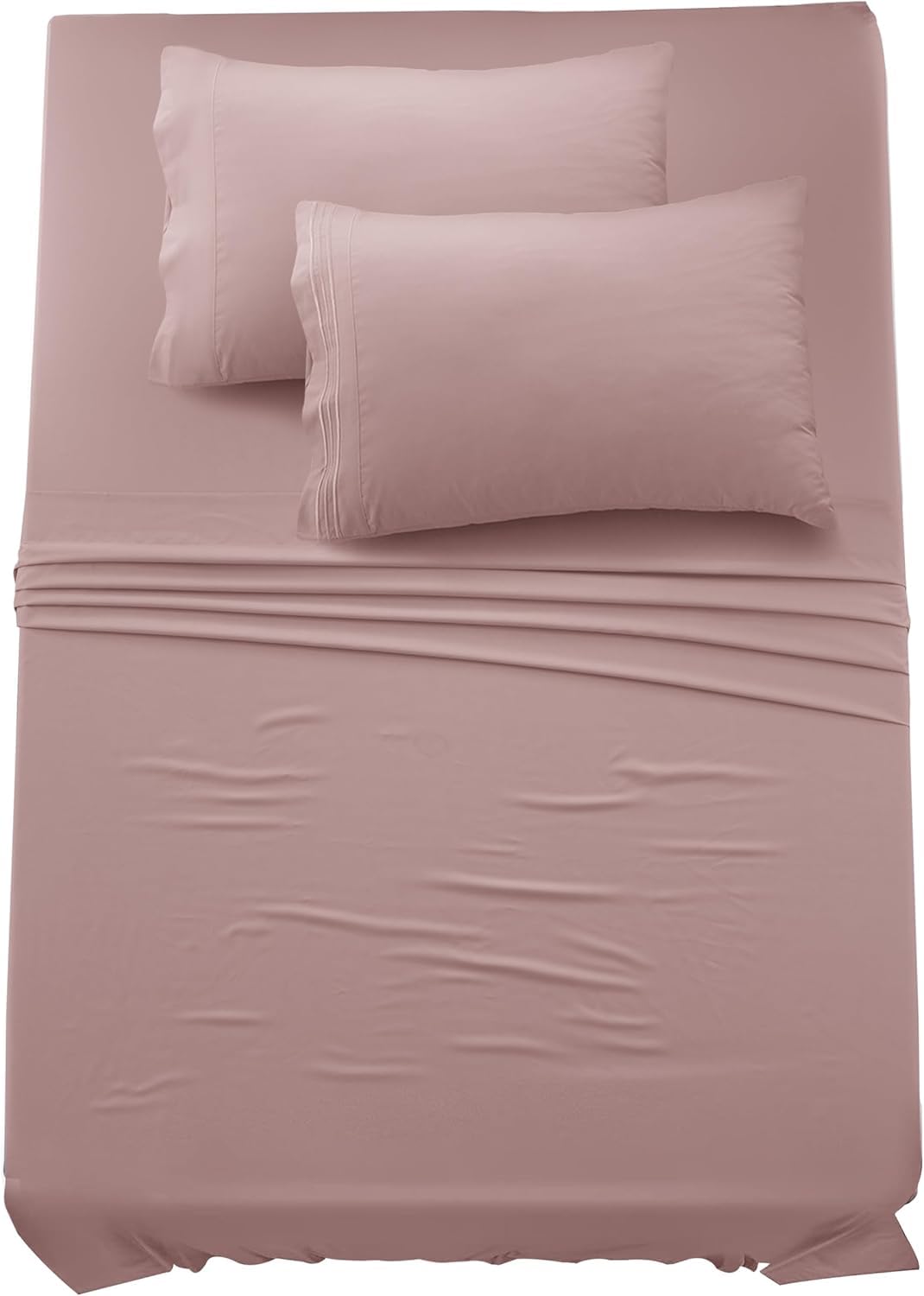 Lux Decor King Sheet Set - 6 Pc Brushed Microfiber Bed Sheets 16 Inches Deep Pockets - Embroidered & Plain Pillowcases - Hotel L