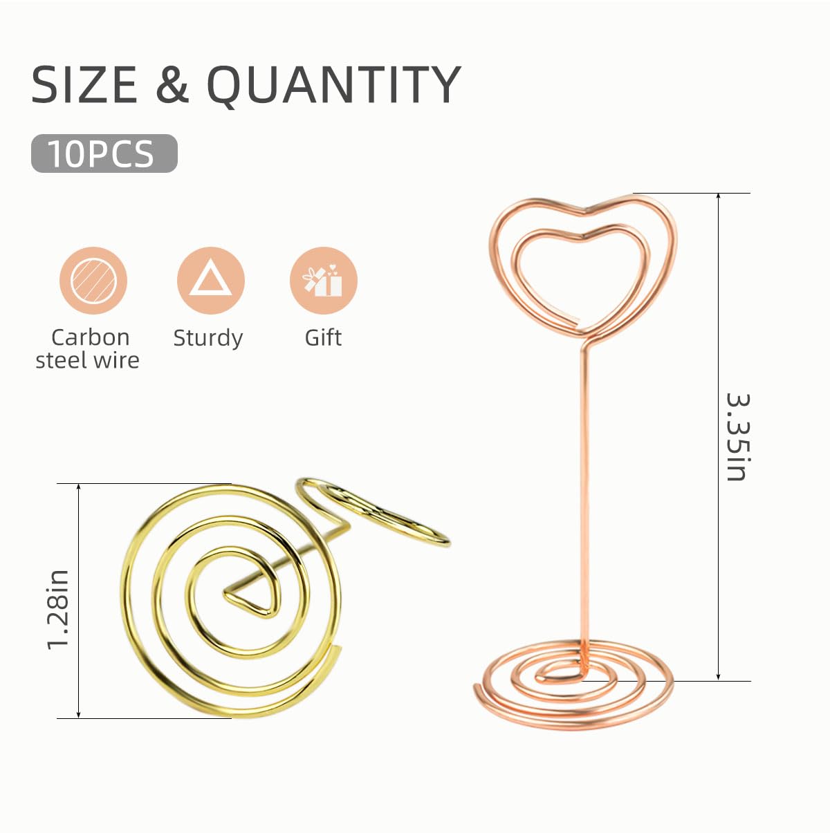 10 Pcs Table Number Holders Heart Shaped Table Number Stand Place Card Holder Mini Wire Table Card Holder Picture Photo Holders
