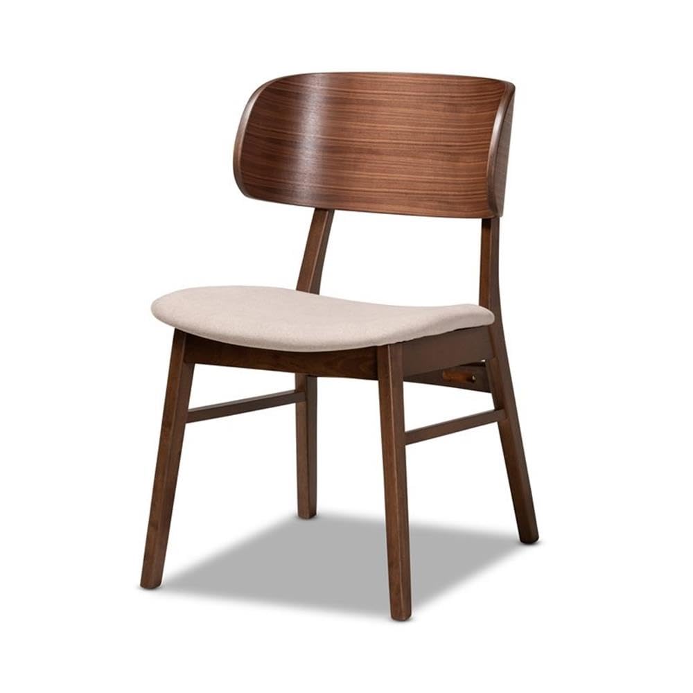 Baxton Studio Alston Mid-Century Modern Beige Fabric Upholstered and Walnut Brown Finished Wood 5-Piece Dining Set