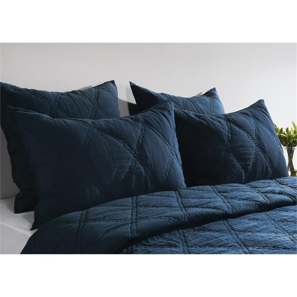 Kosas Home Casi 20X36 Belgian Flax Linen Fabric King Sham In Midnight Blue