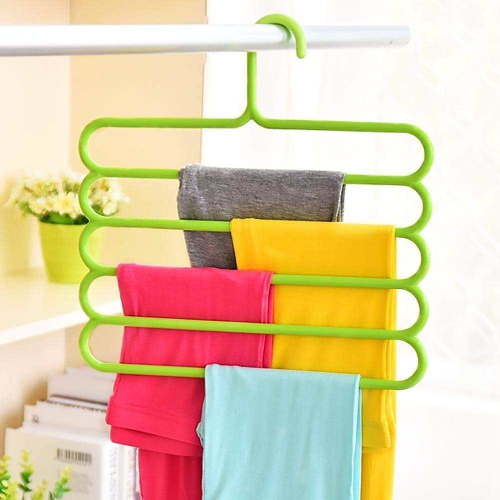 Blue World 5 Layer Multipurpose Hanger Clothes Storage Organiser Rack For Wardrobe, Shirts, Ties, Pants Space Saving Hanger, Cup