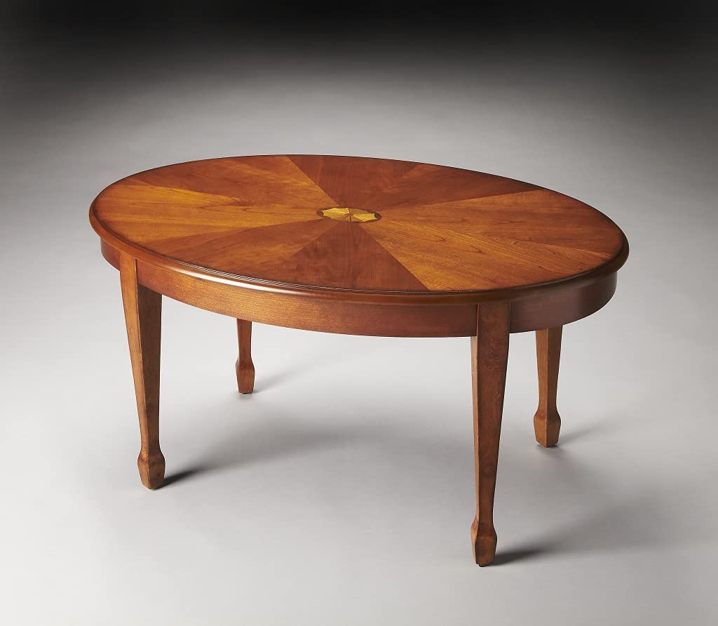 HomeRoots Medium Brown Poplar Solids, MDF, veneers Clayton Olive Ash Burl Oval Coffee Table