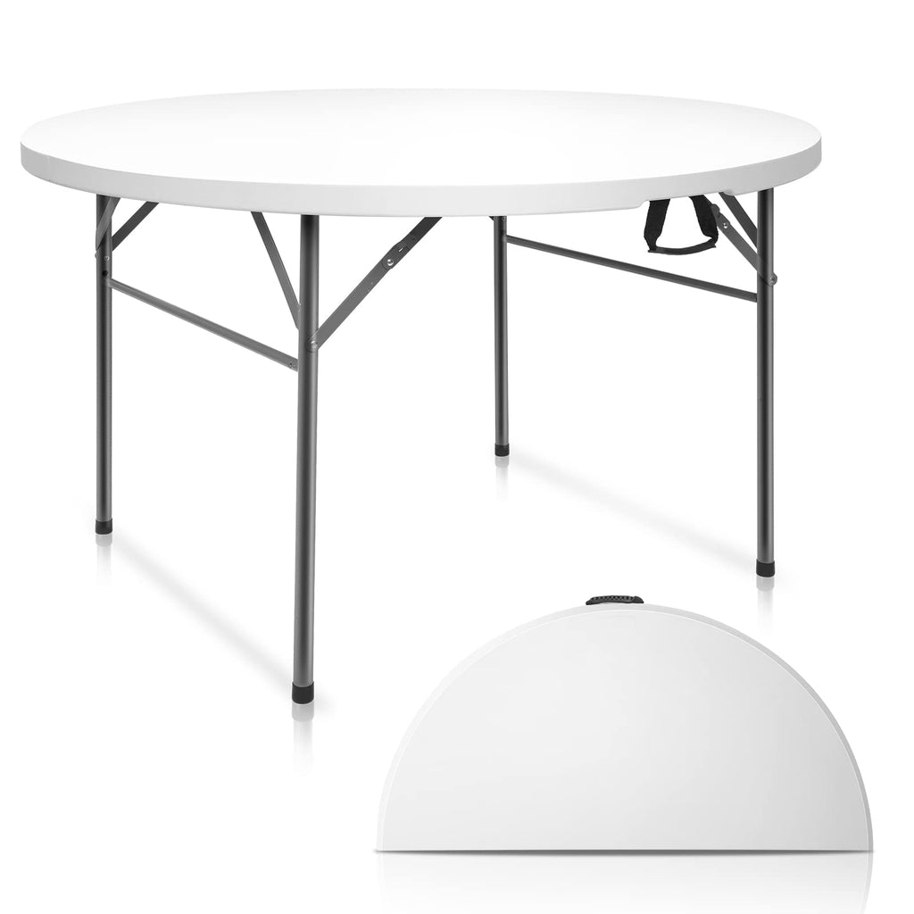 Vingli 48' Round Bi-Folding Commercial Table, 4 Feet Portable Plastic Dining Card Table For Kitchen Or Outdoor Party Wedding Event, 4-Pack