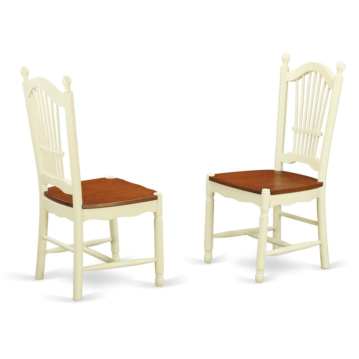 East West Furniture DLDO3-BMK-W Dublin 3 Piece Room Furniture Set Contains a Round Kitchen Table with Dropleaf and 2 Dining Chairs, 42x42 Inch, Buttermilk & Cherry