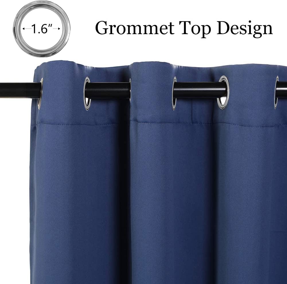 Mysky Home Blackout Curtain For Bedroom, Grommet Room Darkening Curtain, Amazing Triple Weave Thermal Insulated Curtain, 1 Curtain Panel, 42 X 54 Inch, Navy