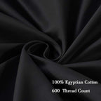 100% Egyptian Cotton Pillow Protectors Set Of 4, 600 Thread Count Standard Size Bed Pillow Cases With Zipper, Sateen Weave Cooli