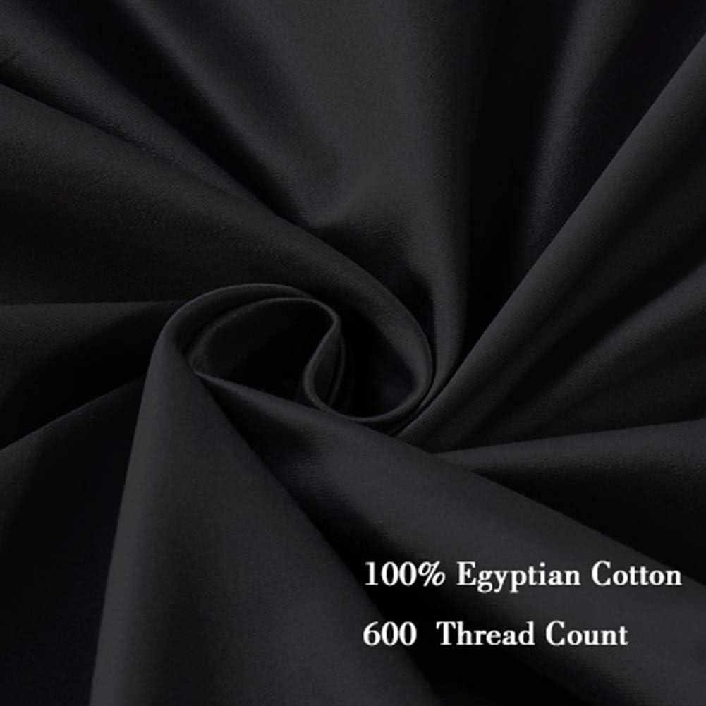 100% Egyptian Cotton Pillow Protectors Set Of 4, 600 Thread Count Standard Size Bed Pillow Cases With Zipper, Sateen Weave Cooli