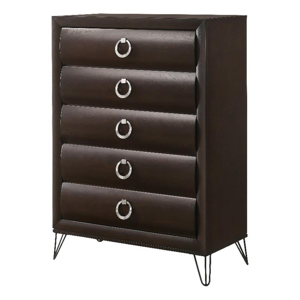Acme Tablita 5-Drawer Wooden Chest in Dark Merlot