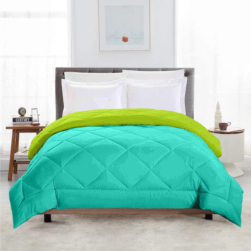 TundwalS Microfiber Reversible Solid Extra Comfort & Soft Comforter||Blanket Single Bed 210 Gsm Quilt Sea Green  Parrot Green 