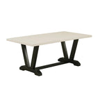 East West Furniture V627MZ606-6 6 Piece Dining Set Contains a Rectangle Dining Room Table with V-Legs and 4 Shitake Linen Fabric Parson Chairs with a Bench, 40x72 Inch, Multi-Color