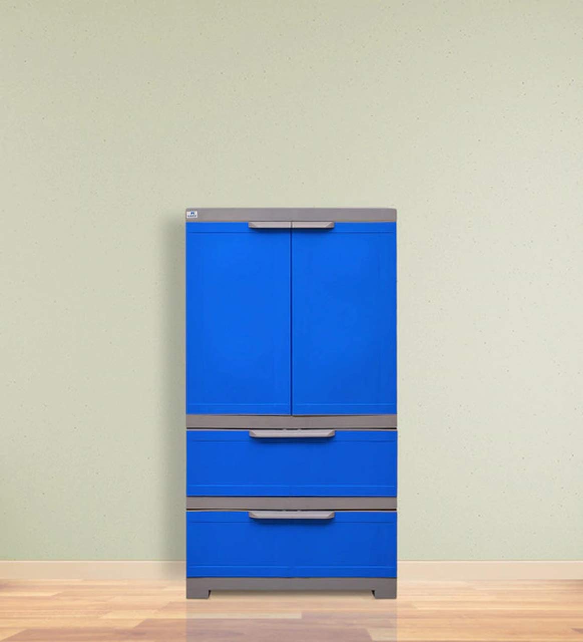 Nilkamal Freedom Fmdr2B With Drawer Plastic Cabinet Blue, 2 Doors
