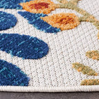 Safavieh Cabana Collection 3' Round Cream/Red Cbn832A Floral Indoor/ Outdoor Non-Shedding Easy Cleaning Patio Backyard Deck Porch Mudroom Area Rug