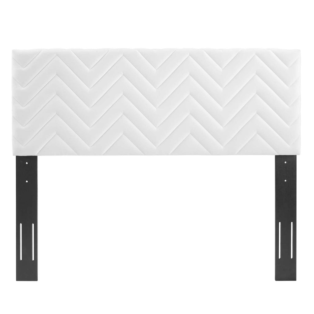 Modway Mod-6658-Whi Mercy Chevron Tufted Performance Velvet Twin Headboard, White