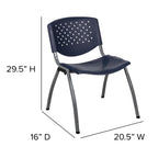 Flash Furniture Hercules Series 880 Lb. Capacity Navy Plastic Stack Chair With Titanium Gray Powder Coated Frame