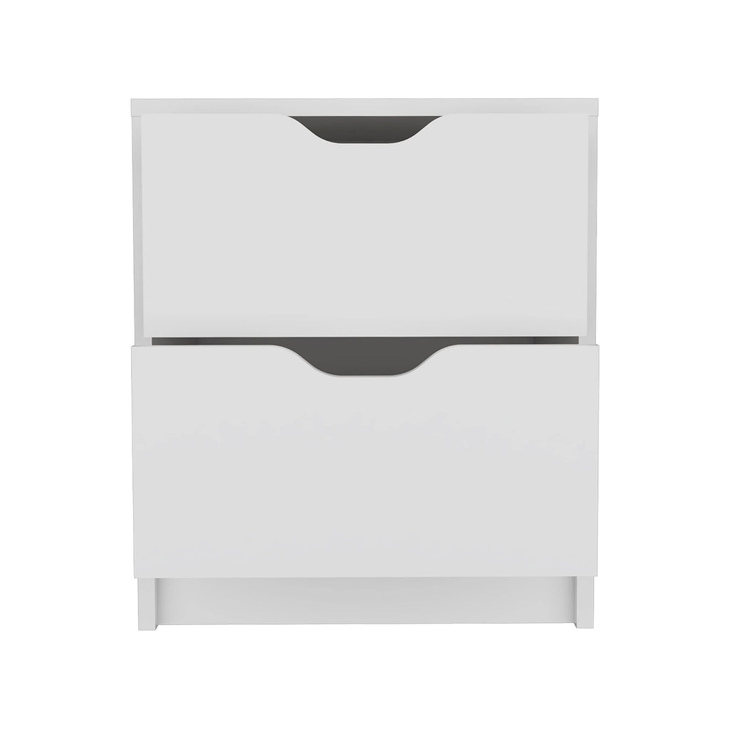 Double Drawer Nightstand 19&Quot; H, Bedside Table, White