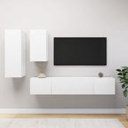 vidaXL TV Cabinet Set 4 Piece Home Living Room Bedroom Furniture HiFi Stereo Cabinet TV Stand Media Unit Entertainment Center Engineered Wood White