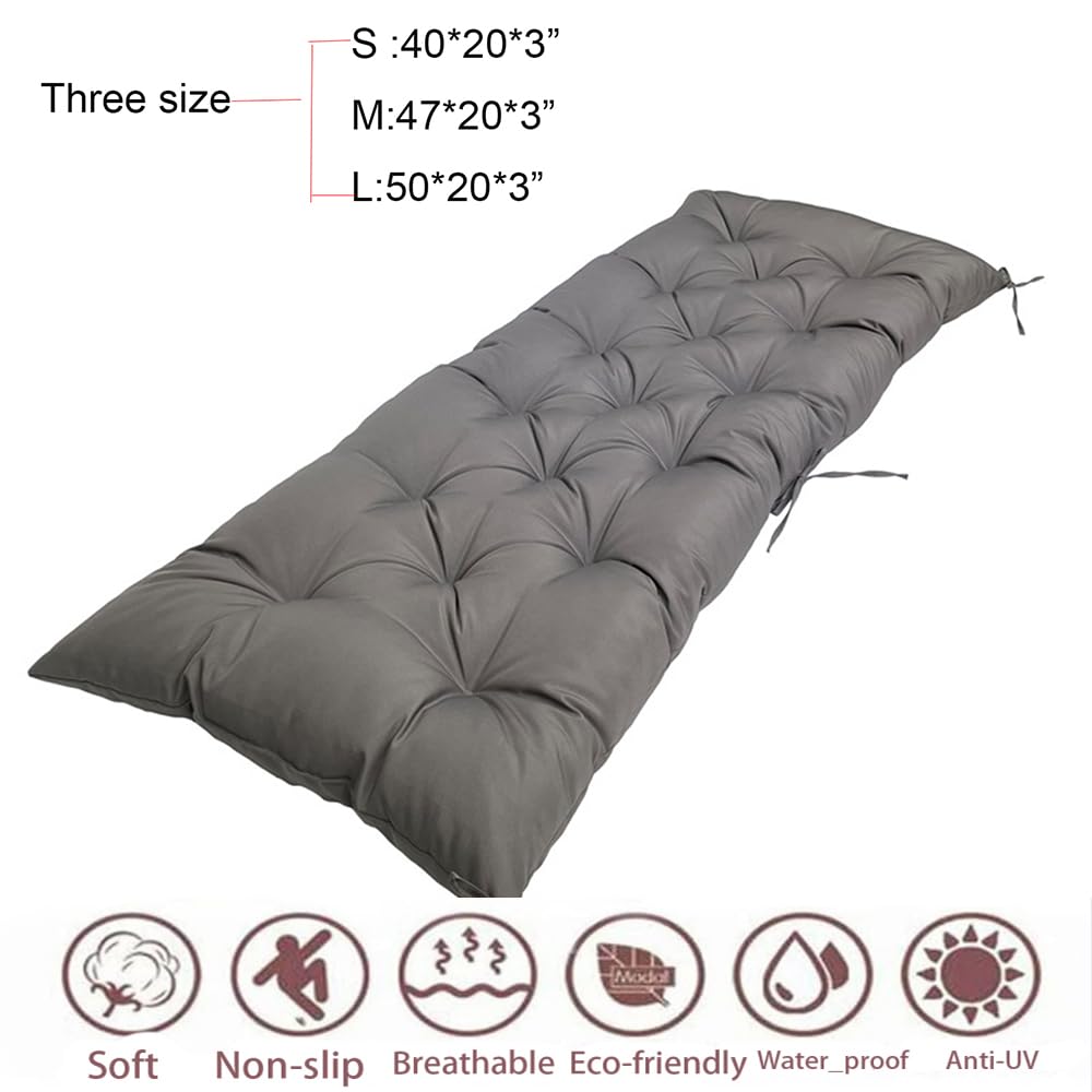 Eoieov Indoor Bench Cushion Dark Grey Thicken Wricker Seat Cushion For Garden Furniture Patio Tufted Bench Cushions For Outdoor