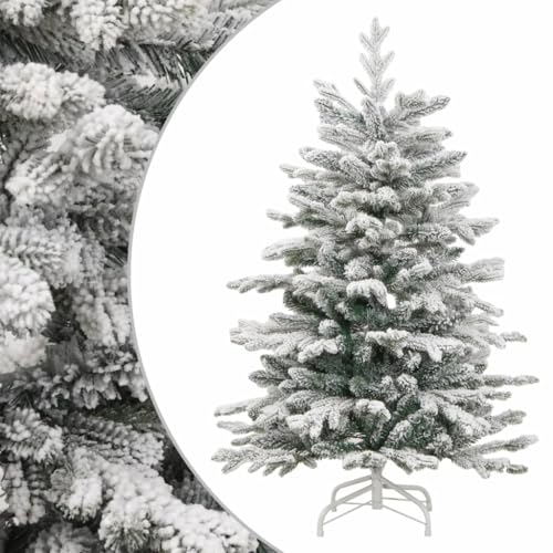 vidaXL 59.1" Artificial Hinged Christmas Tree with Flocked Snow - Easy Assemble with Sturdy Iron Stand - Realistic PE Tips for a Natural Look - Economical and Reusable Holiday Decoration
