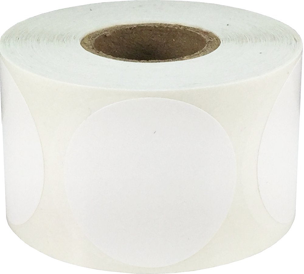 White Color Coding Labels For Organizing Inventory 1.5 Inch Round Circle Dots 500 Total Adhesive Stickers On A Roll