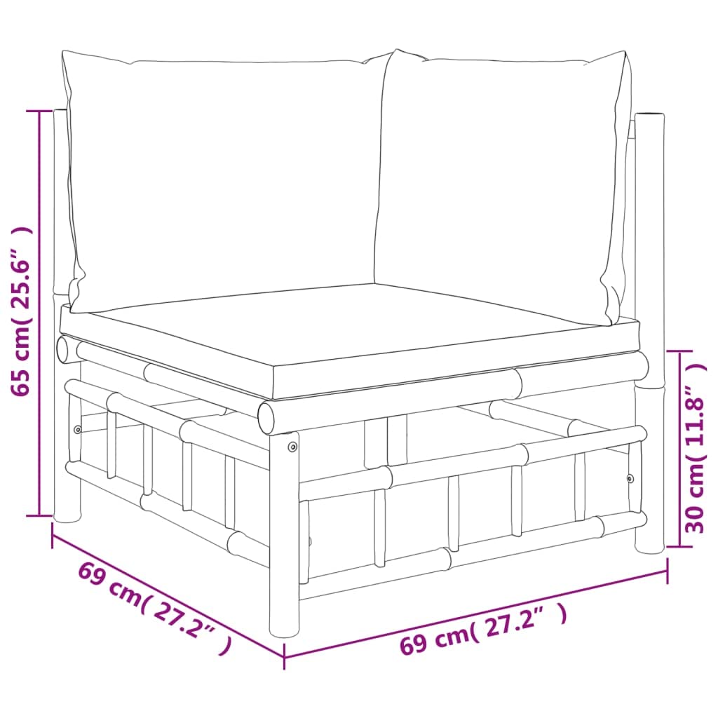 vidaXL 7 Piece Patio Lounge Set with Soft Dark Gray Cushions, Bamboo, Outdoor Furniture with Practical Table, Comfortable Cushioned Seats, Flexible Configurations