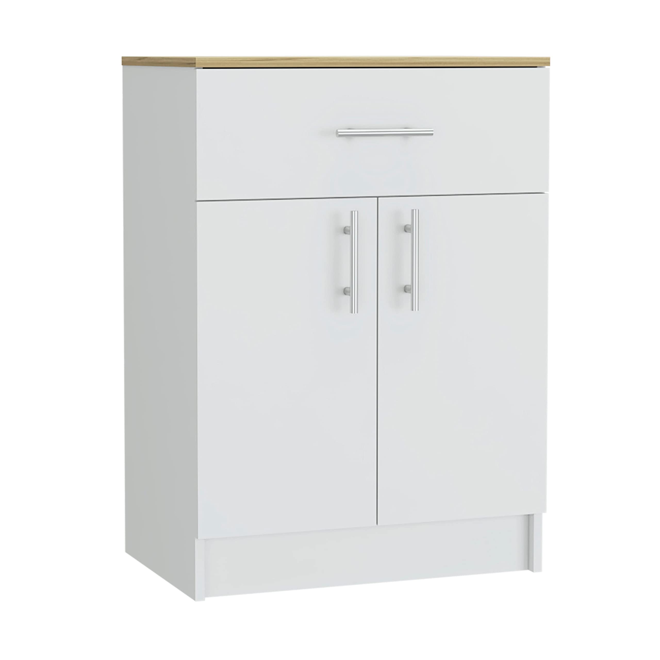 Victoria 2 Piece Kitchen Set, Kitchen Island + Kitchen Pantry, White/Light Oak