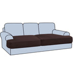 H.Versailtex Stretch 2 Piece T Cushion Sofa Slipcovers Individually Sofa Cushion Covers For 2 Cushion Couch Sofa Seat Cushion Covers With Elastic Bands Featuring Thicker Jacquard Fabric, Chocolate