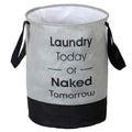 Craft Bazar Round Canvas Black & Grey Non Woven Metallic Print 45 L Laundry Bag Storage Basket Durable Collapsible For Dirty Clo