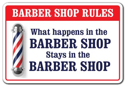 What Happens In The Barber Shop Aluminum Sign Men Club Haircut Stylist Salon | Indoor/Outdoor | 14' Tall