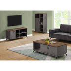 Monarch Specialties I 2830 Tv Stand, 48 Inch, Console, Media Entertainment Center, Storage Cabinet, Living Room, Bedroom, Laminate, Metal, Grey, Brown