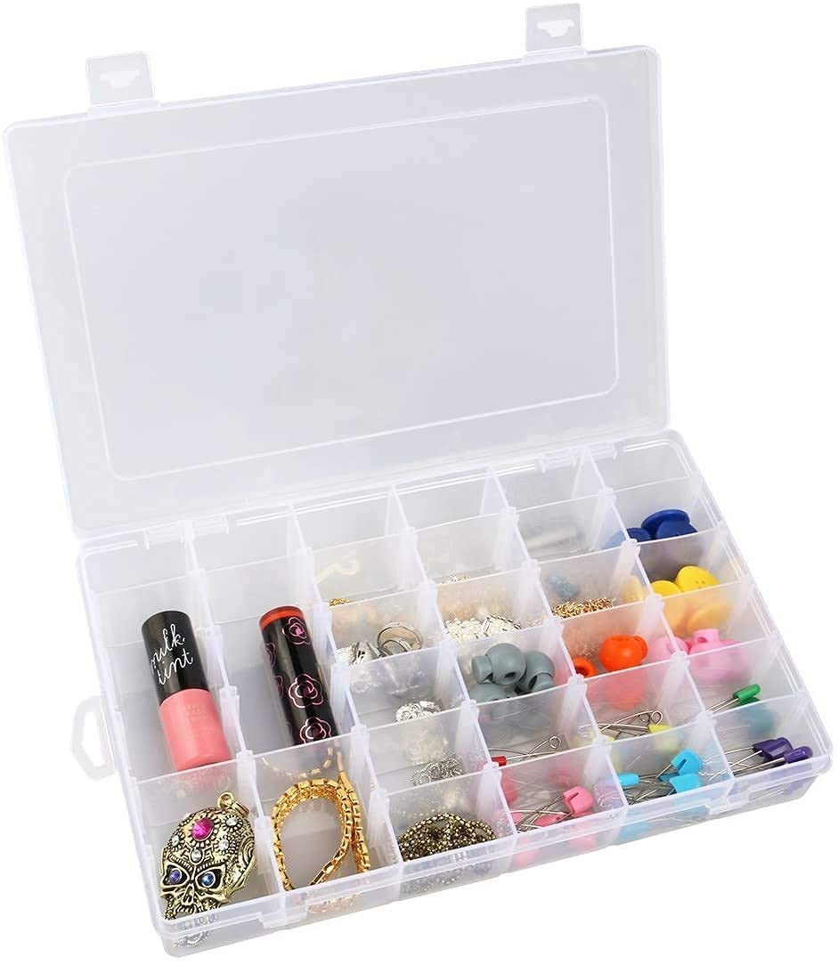 LISHONN Celebrationgift 36 Adjustable Multipurpose Plastic Storage Box for Jewellery Medicine Pills Tools, Medium, White