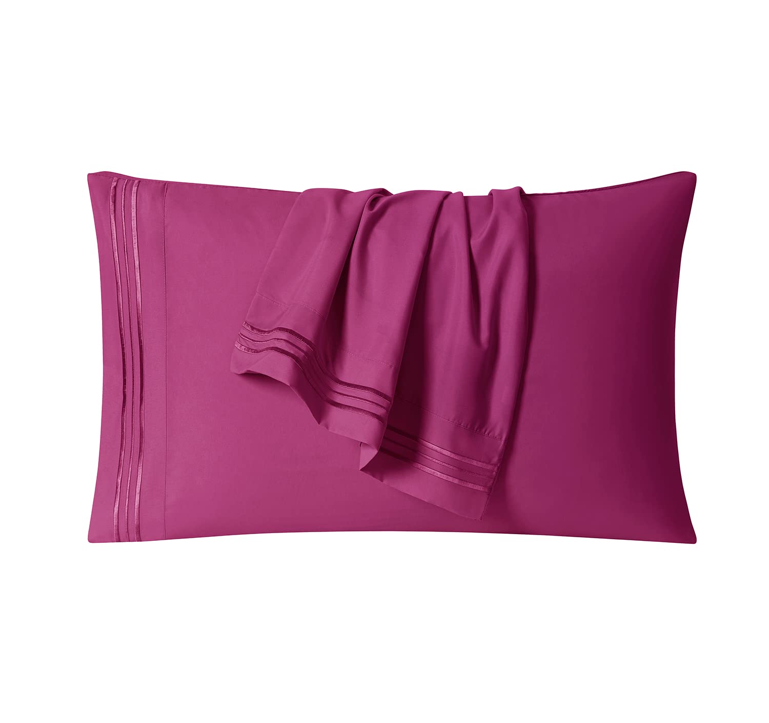 Clara Clark Bed Sheets, Premier 1800 Series 4 Piece Bed Sheet Set, Deep Pocket, Wrinkle, Fade, Stain Resistant, Luxury Soft Bedding Sheets & Pillowcases, King, Magenta
