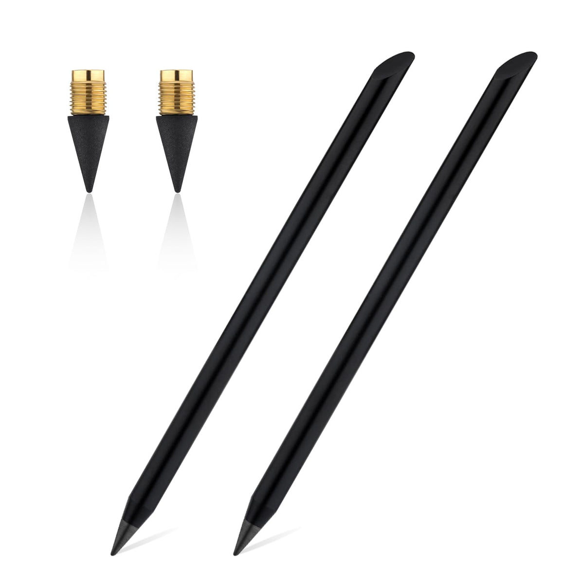2Pcs Metal Inkless Pencils, Everlasting Pencil Infinity Pencil Reusable Unlimited Eternal Pencils With 2Pcs Replacement Refill N