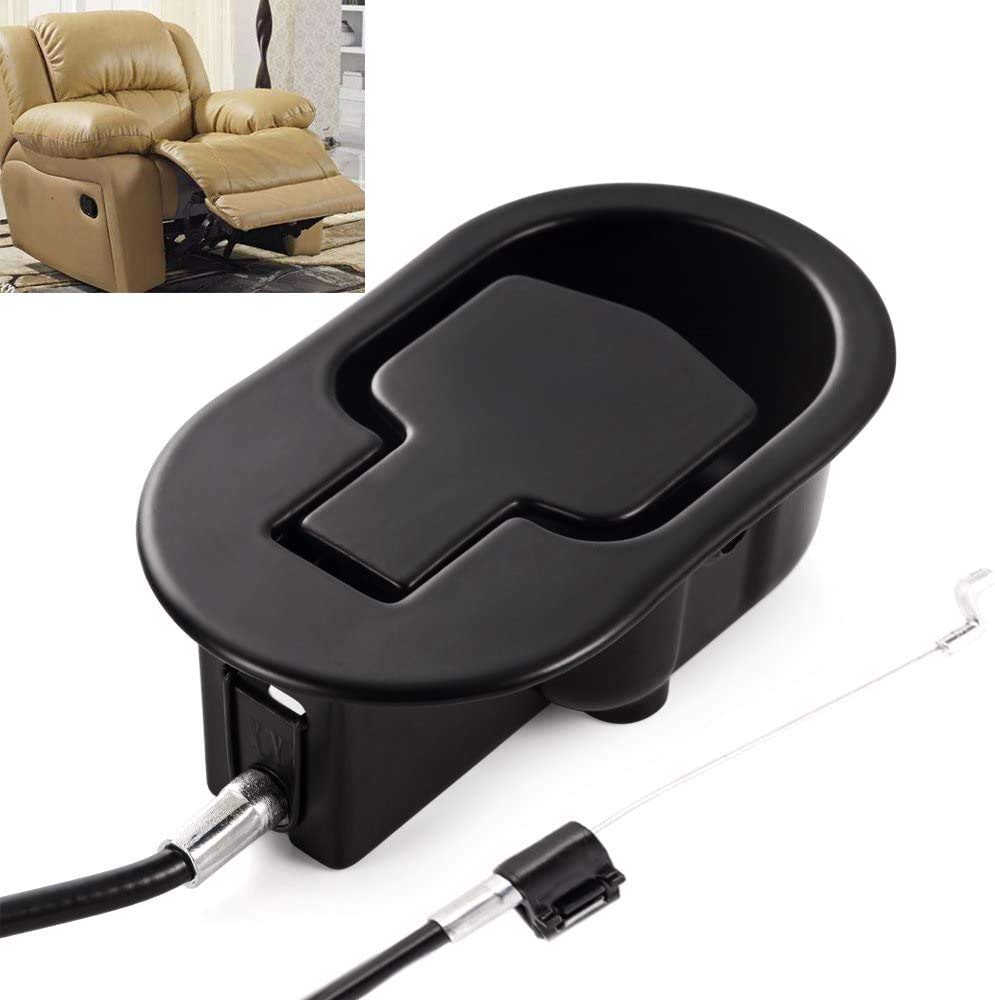 FOLAI Recliner Replacement Parts - Universal Black Metal Pull Recliner Handle with Cable - fits Recliner Couch Style Pull Chair 