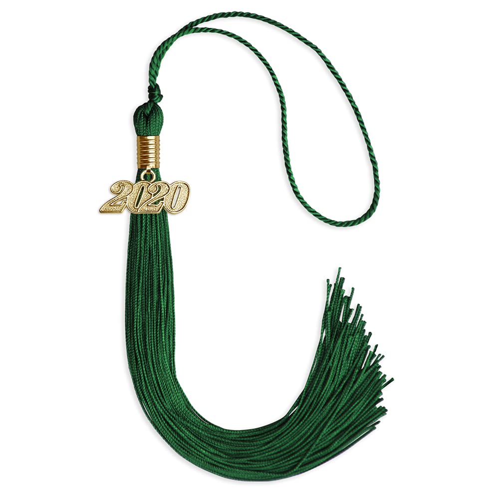 Endea Graduation Single Color Tassel with Gold Date Drop (Green, 2020)