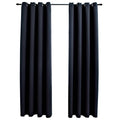 vidaXL Elegant Blackout Curtains with Rings - 54"x63"- Black Fabric - 100% Polyester - Great for Privacy - Low Maintenance