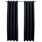vidaXL Elegant Blackout Curtains with Rings - 54"x63"- Black Fabric - 100% Polyester - Great for Privacy - Low Maintenance