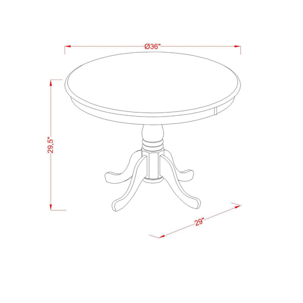 East West Furniture ANTI3-BLK-W 3 Piece Kitchen Table & Chairs Set Contains a Round Dining Room Table with Pedestal and 2 Solid Wood Seat Chairs, 36x36 Inch, Black & Cherry