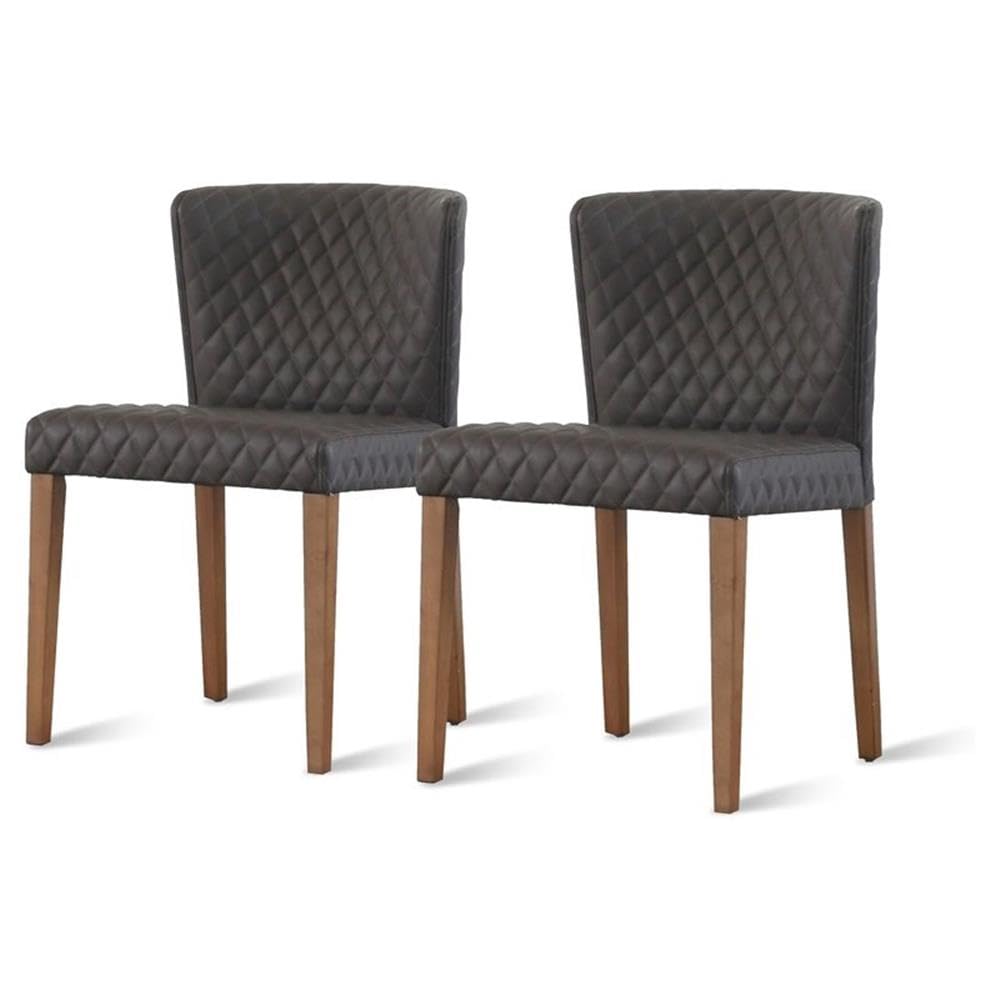 npd furniture and more Albie Diamond Stitching PU Leather, (Set of 2) Dining Chair, Cocoa Gray