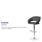 Flash Furniture Erik Comfortable & Stylish Contemporary Barstool with Rounded Mid-Back and Foot Rest, Adjustable Height - Black Vinyl with Chrome Base