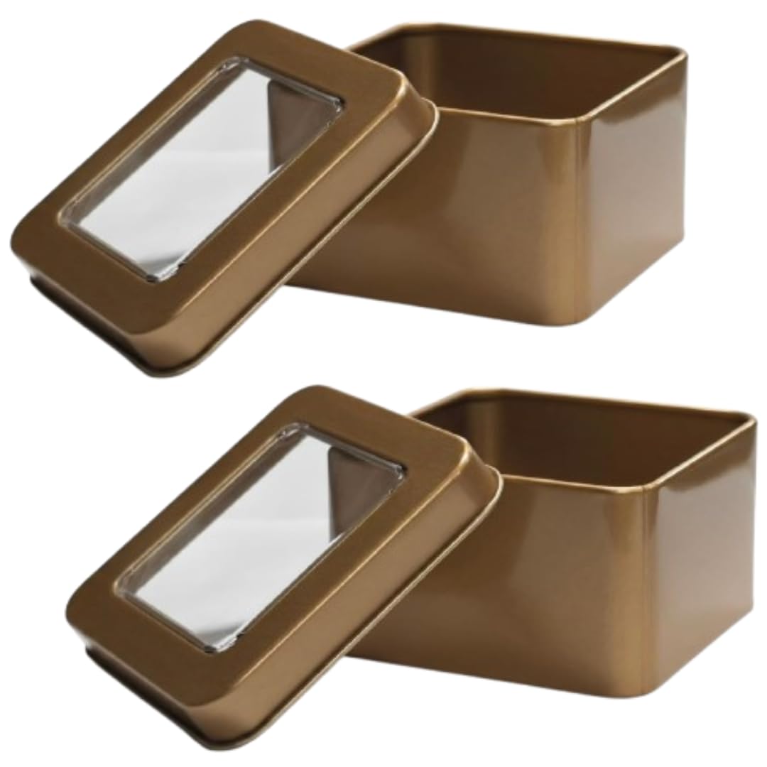 LEGACYCART Square Metal Storage Tin Box with Transparent Window Lid, Decorative Gift Box for Chocolates, Dry Fruits, Cookies, Sw
